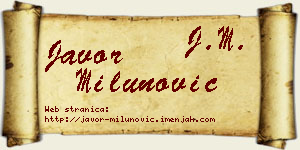 Javor Milunović vizit kartica
